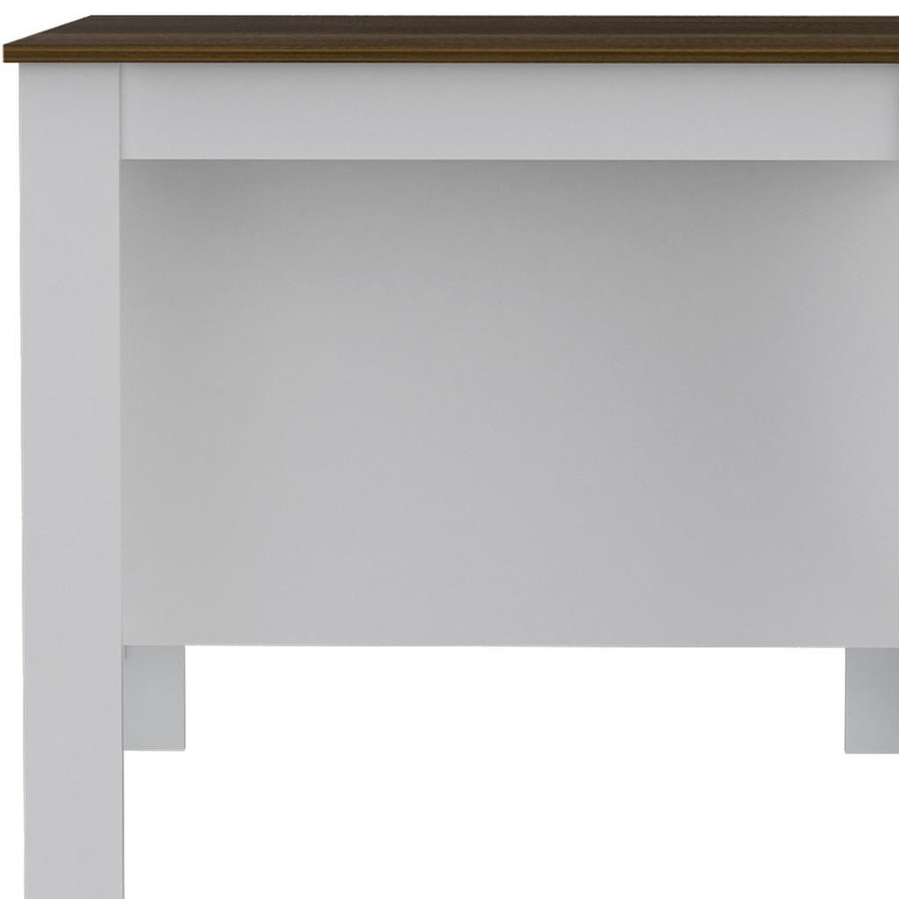 White and Brown 41" Kitchen Island With Storage HomeRoots