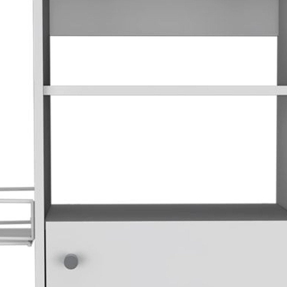 24" White Wood Flat Door Rolling Kitchen Cart With Storage HomeRoots