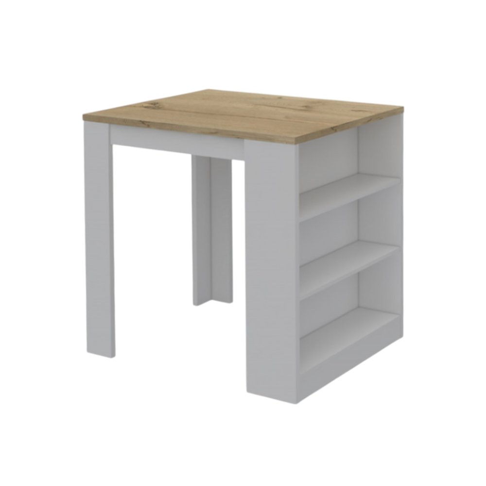 36" Natural and White Wood Kitchen Island With Storage — view 3