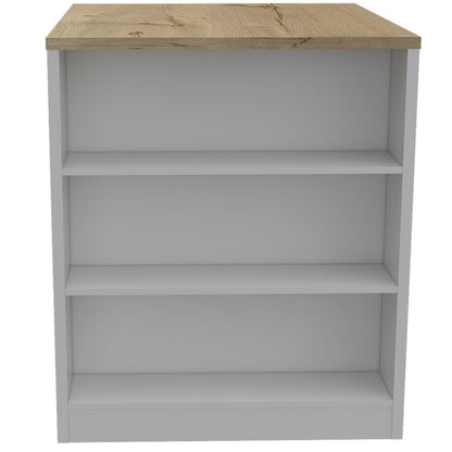 36" Natural and White Wood Kitchen Island With Storage HomeRoots