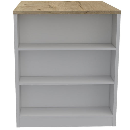 36" Natural and White Wood Kitchen Island With Storage HomeRoots