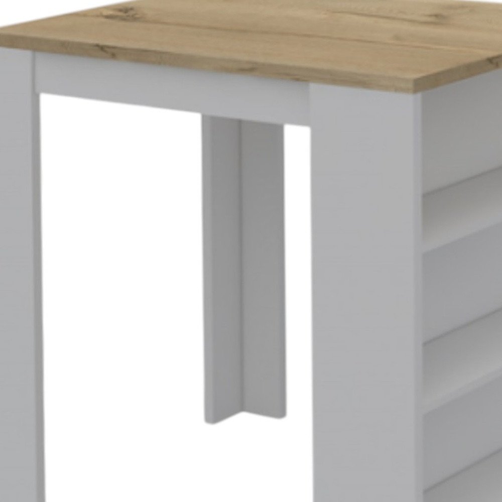 36" Natural and White Wood Kitchen Island With Storage — view 4