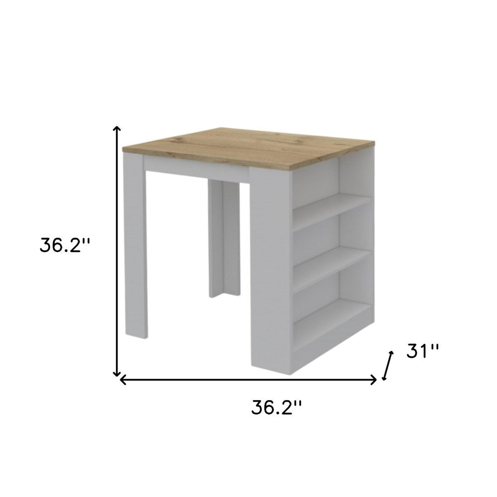 36" Natural and White Wood Kitchen Island With Storage — view 6
