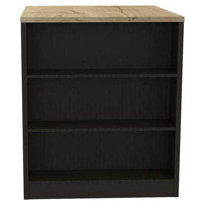 36" Natural and Black Wood Kitchen Island With Storage HomeRoots