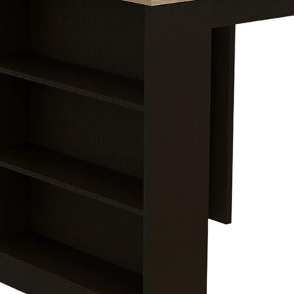 36" Natural and Black Wood Kitchen Island With Storage HomeRoots