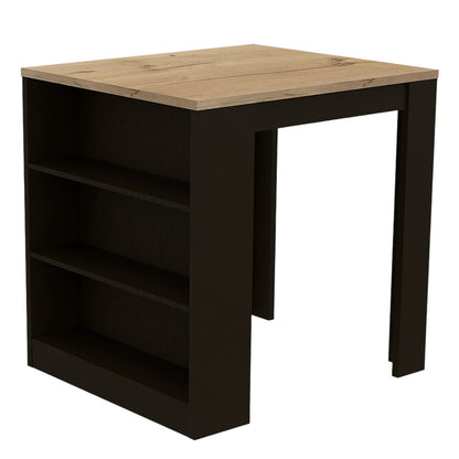 36" Natural and Black Wood Kitchen Island With Storage HomeRoots