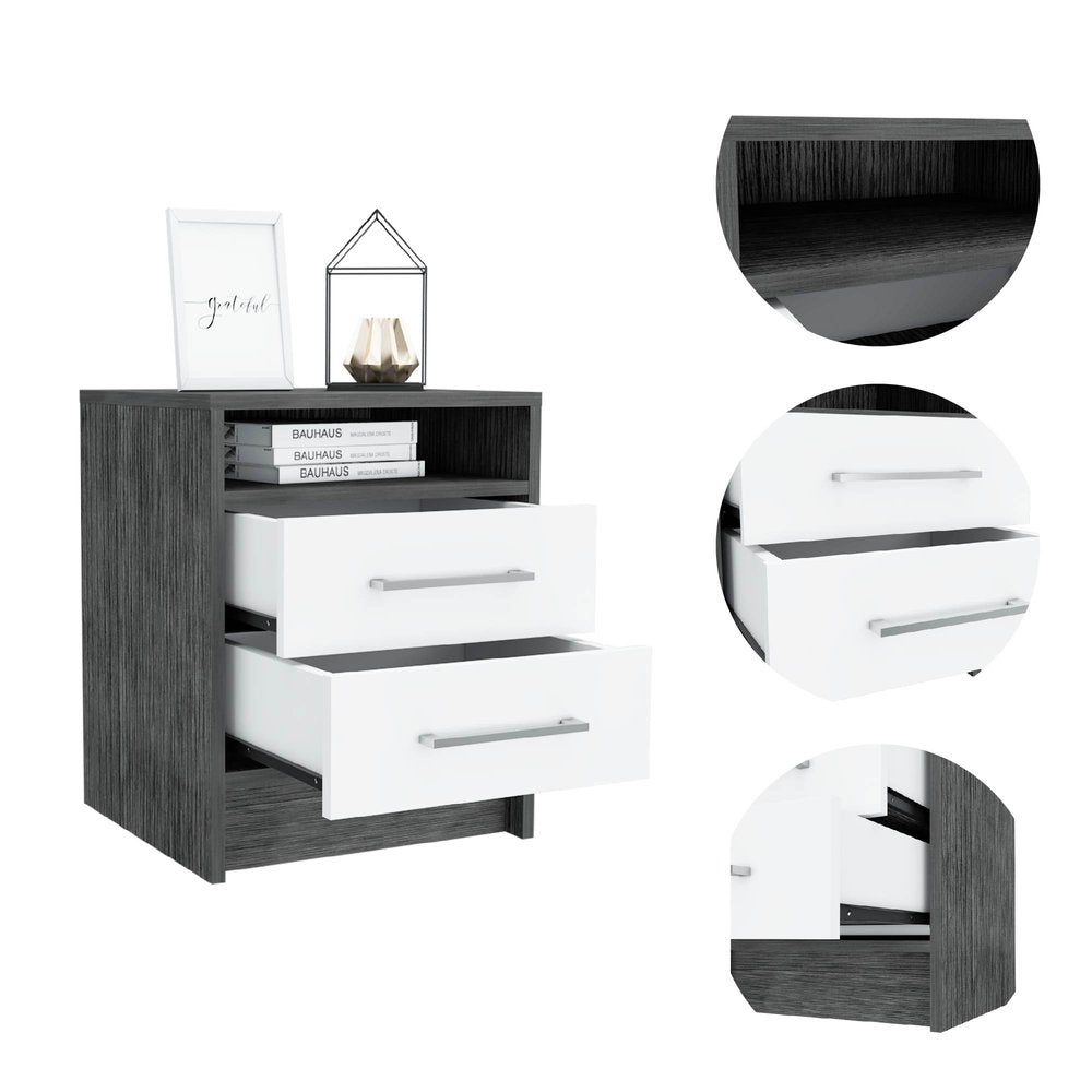 20" Wood Two Drawer Nightstand — view 2
