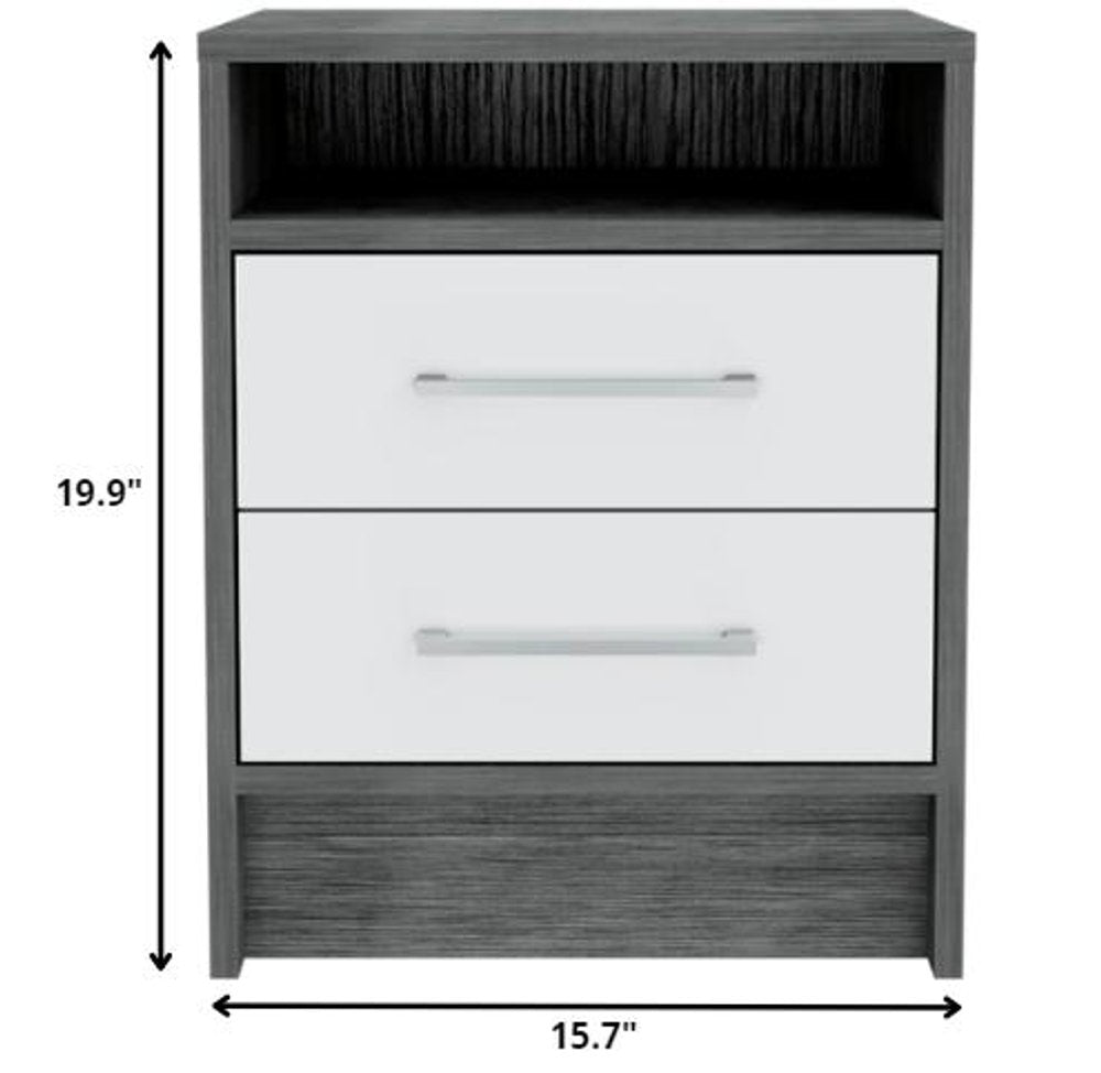20" Wood Two Drawer Nightstand — view 3