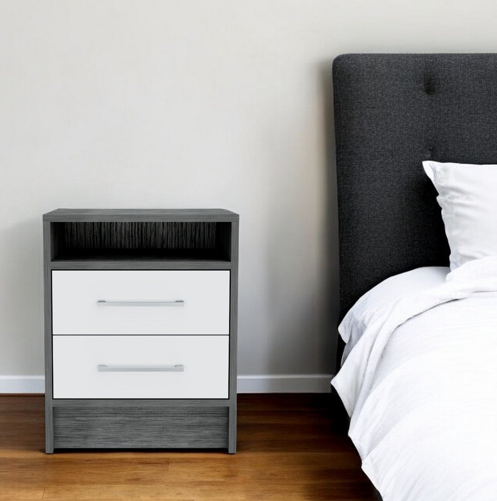 20" Wood Two Drawer Nightstand HomeRoots