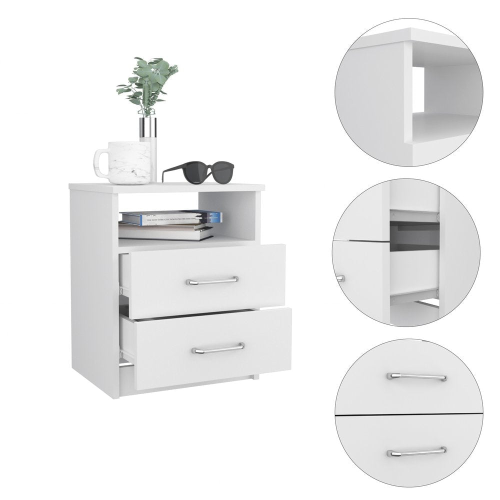 20" Wood Two Drawer Nightstand HomeRoots