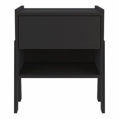 22" Black Wood One Drawer Nightstand HomeRoots