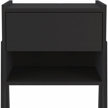 22" Black Wood One Drawer Nightstand HomeRoots