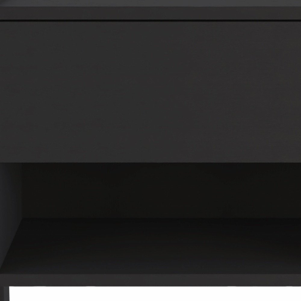 22" Black Wood One Drawer Nightstand — view 4
