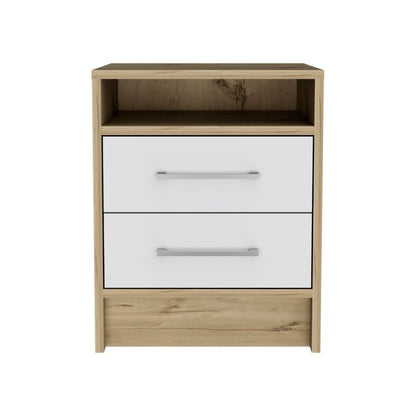 20" Wood Two Drawer Nightstand HomeRoots