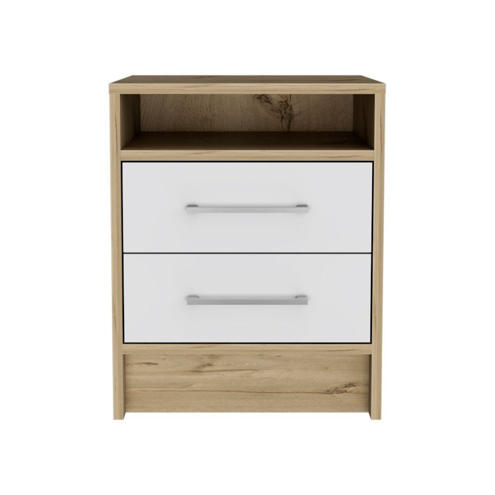 20" Wood Two Drawer Nightstand HomeRoots