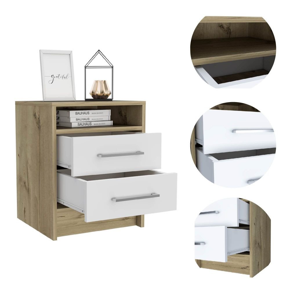 20" Wood Two Drawer Nightstand HomeRoots