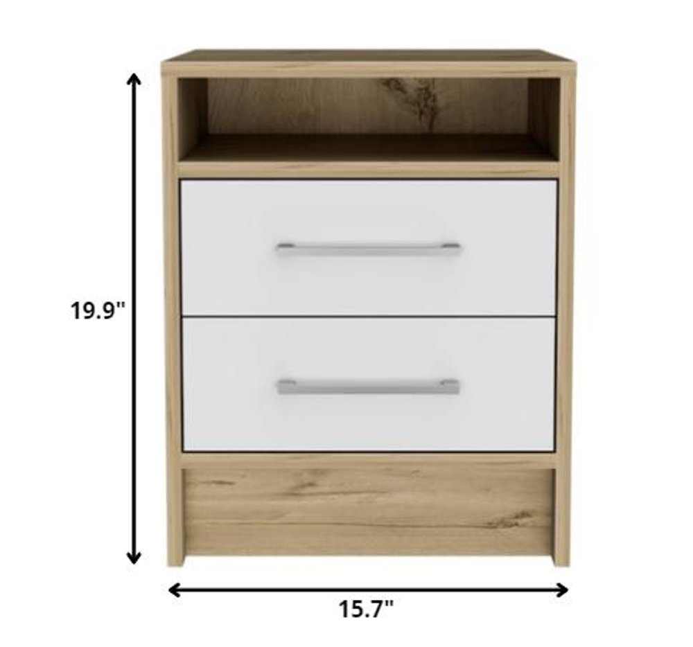 20" Wood Two Drawer Nightstand HomeRoots