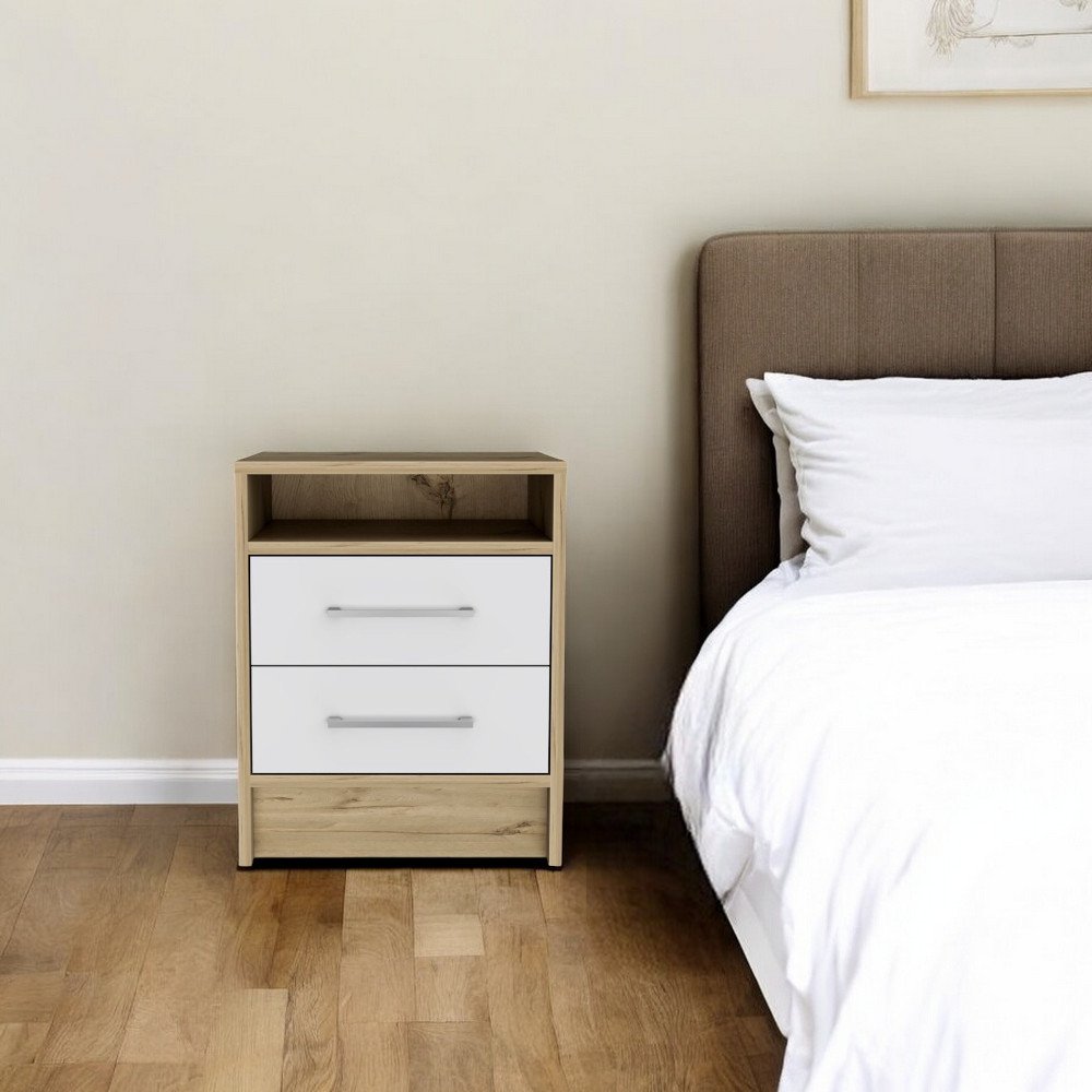 20" Wood Two Drawer Nightstand HomeRoots