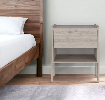 22" Light Gray Wood One Drawer Nightstand HomeRoots