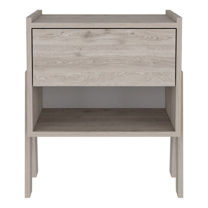 22" Light Gray One Drawer Faux Wood Nightstand