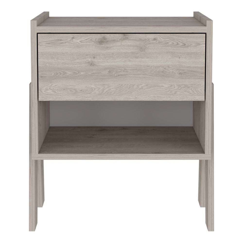 22" Light Gray Wood One Drawer Nightstand HomeRoots