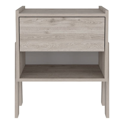 22" Light Gray Wood One Drawer Nightstand HomeRoots