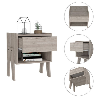 22" Light Gray Wood One Drawer Nightstand HomeRoots