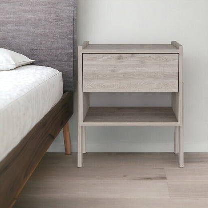 22" Light Gray Wood One Drawer Nightstand HomeRoots