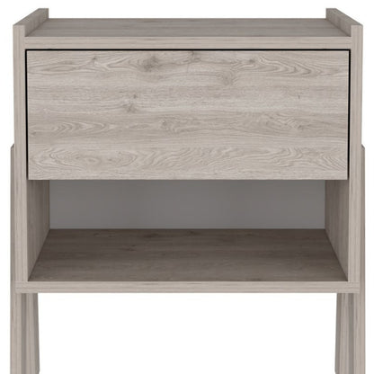 22" Light Gray One Drawer Faux Wood Nightstand