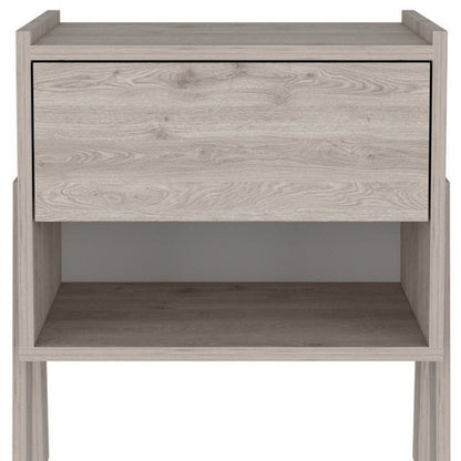 22" Light Gray Wood One Drawer Nightstand HomeRoots