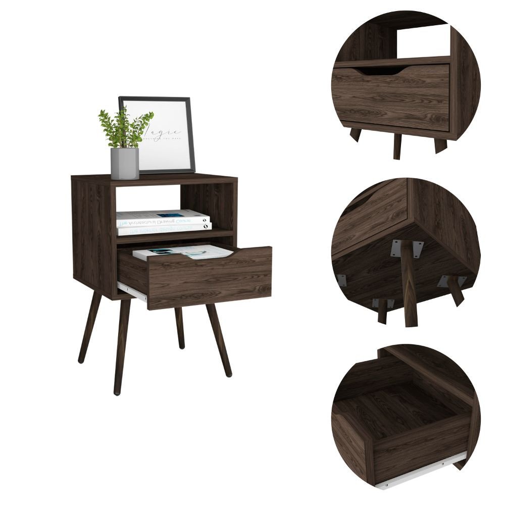 25" Wood One Drawer Nightstand — view 2