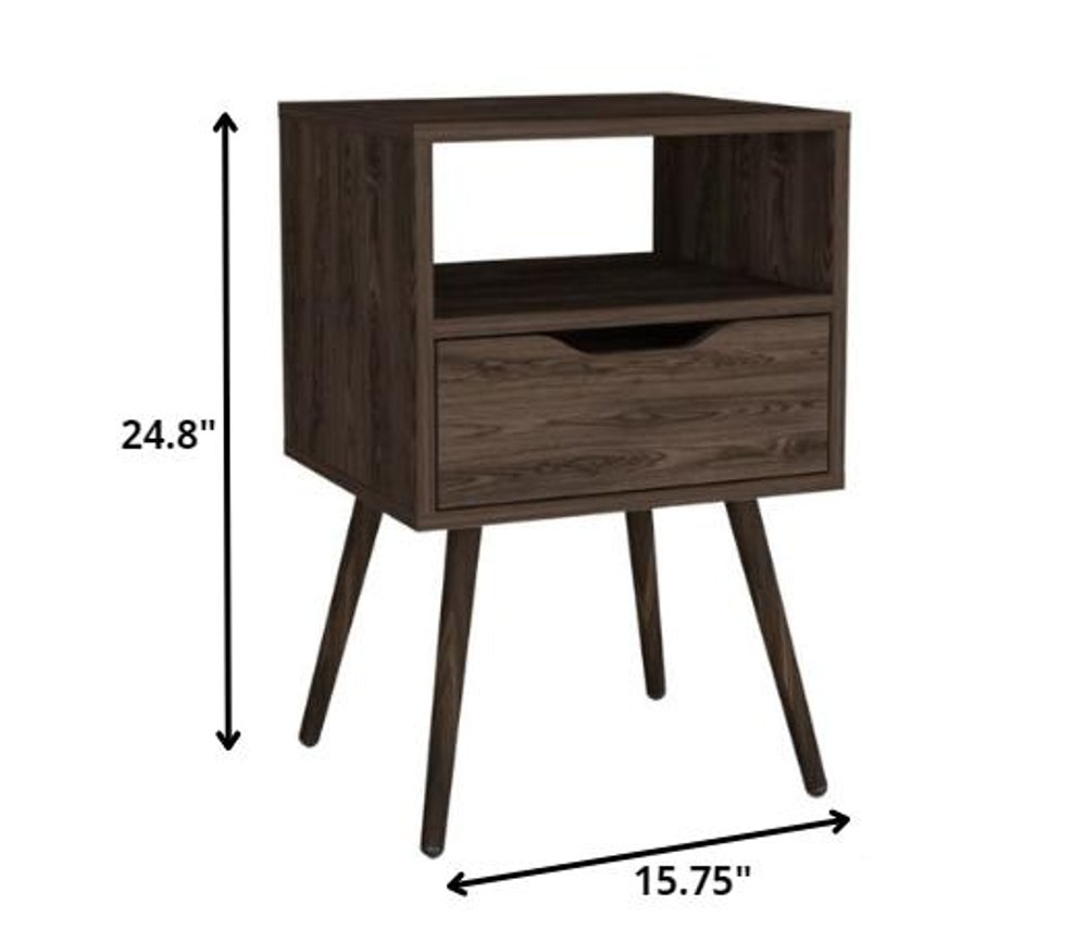25" Wood One Drawer Nightstand HomeRoots