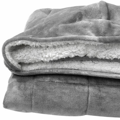 Grey Deluxe Hooded Weighted Velvet Throw Blanket