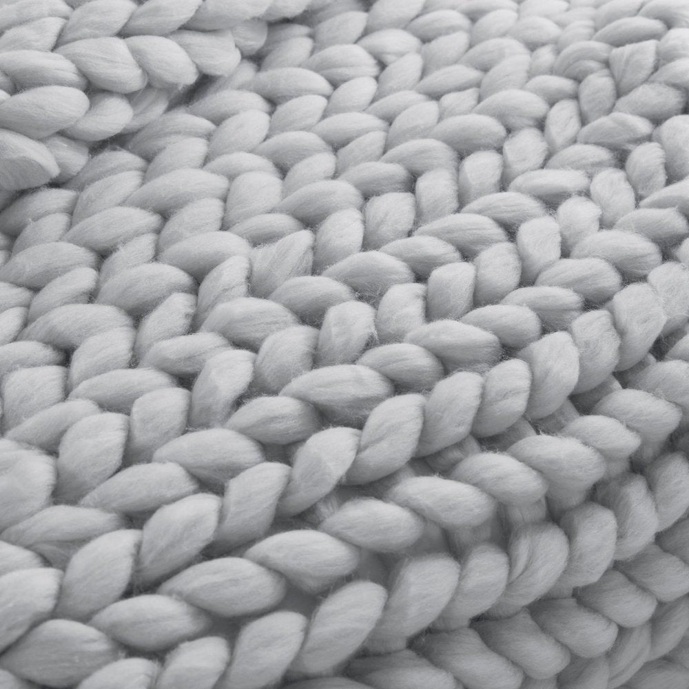 50" X 60" Light Gray Boho Chunky Knit  Throw Blanket HomeRoots