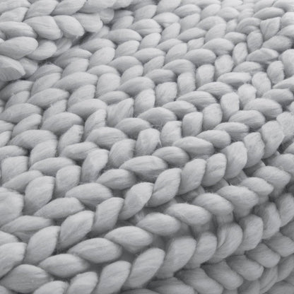 50" X 60" Light Gray Boho Chunky Knit  Throw Blanket HomeRoots