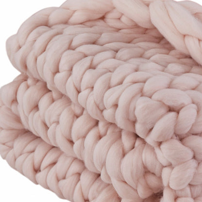 50" X 60" Pink Chunky Knit Polyester Throw Blanket