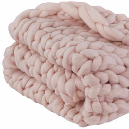 50" X 60" Pink Chunky Knit Polyester Throw Blanket