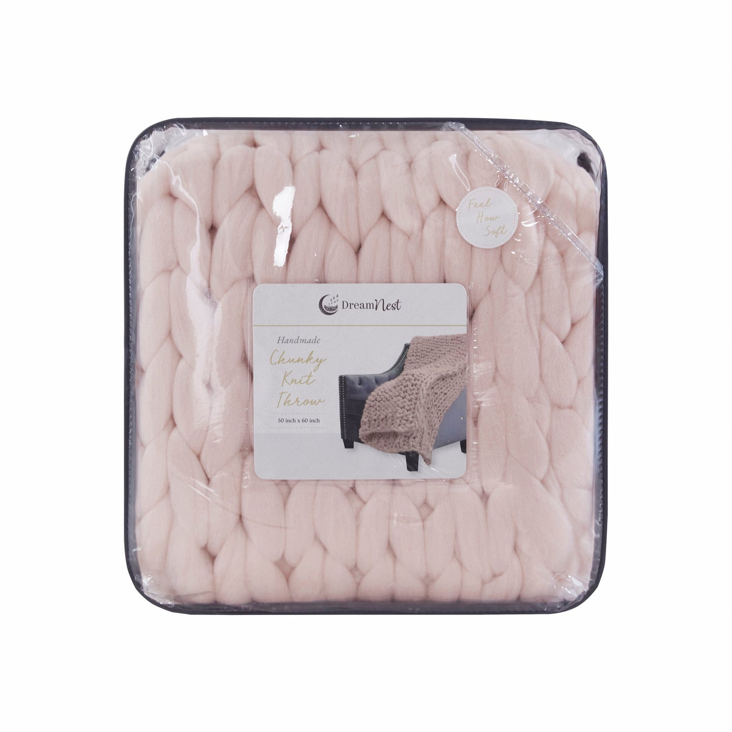 50" X 60" Pink Chunky Knit Polyester Throw Blanket