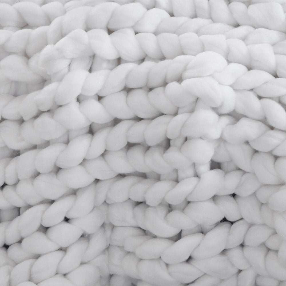 White Chunky Knit Throw Blanket HomeRoots