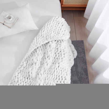 White Chunky Knit Throw Blanket HomeRoots