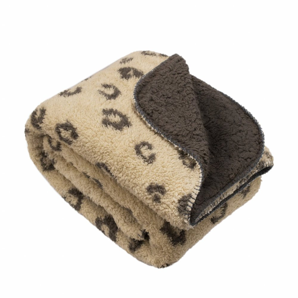 Tan Reverse and Brown Printed Sherpa and Sherpa Throw Blanket HomeRoots