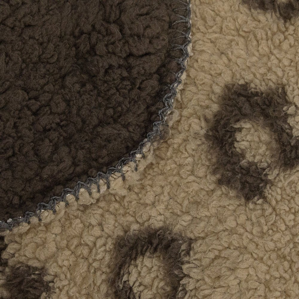 Tan Reverse and Brown Printed Sherpa and Sherpa Throw Blanket HomeRoots
