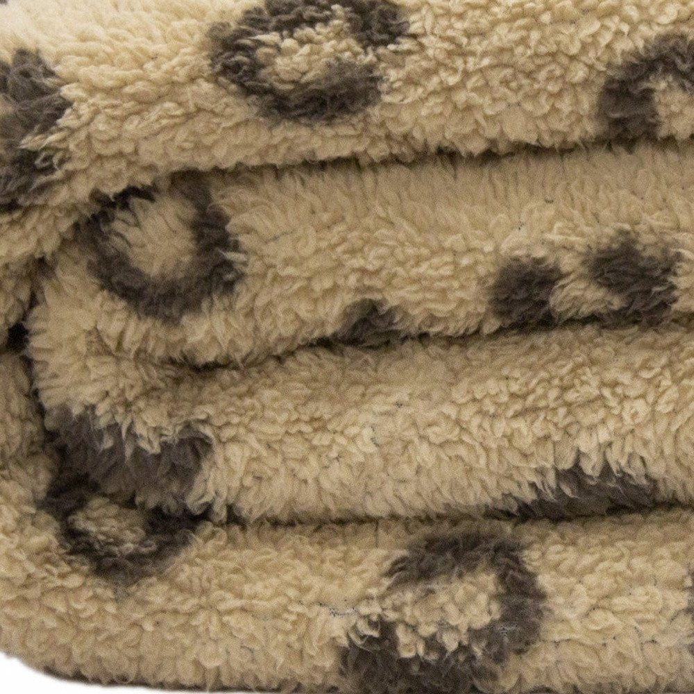Tan Reverse and Brown Printed Sherpa and Sherpa Throw Blanket HomeRoots