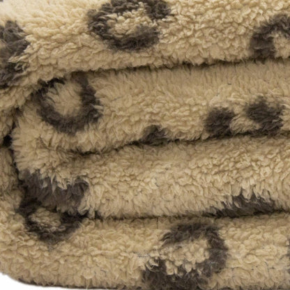 Tan Reverse and Brown Printed Sherpa and Sherpa Throw Blanket HomeRoots