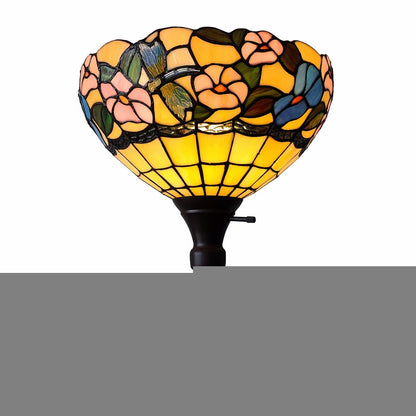 70" Green And Black Floor Lamp With Green Glass Bowl Shade HomeRoots