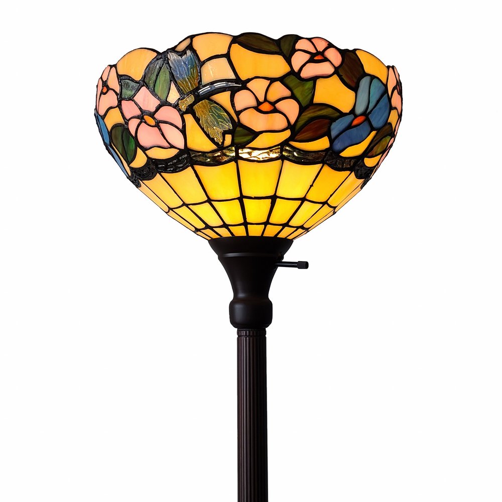 70" Green And Black Floor Lamp With Green Glass Bowl Shade HomeRoots