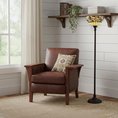 70" Green And Black Floor Lamp With Green Glass Bowl Shade HomeRoots