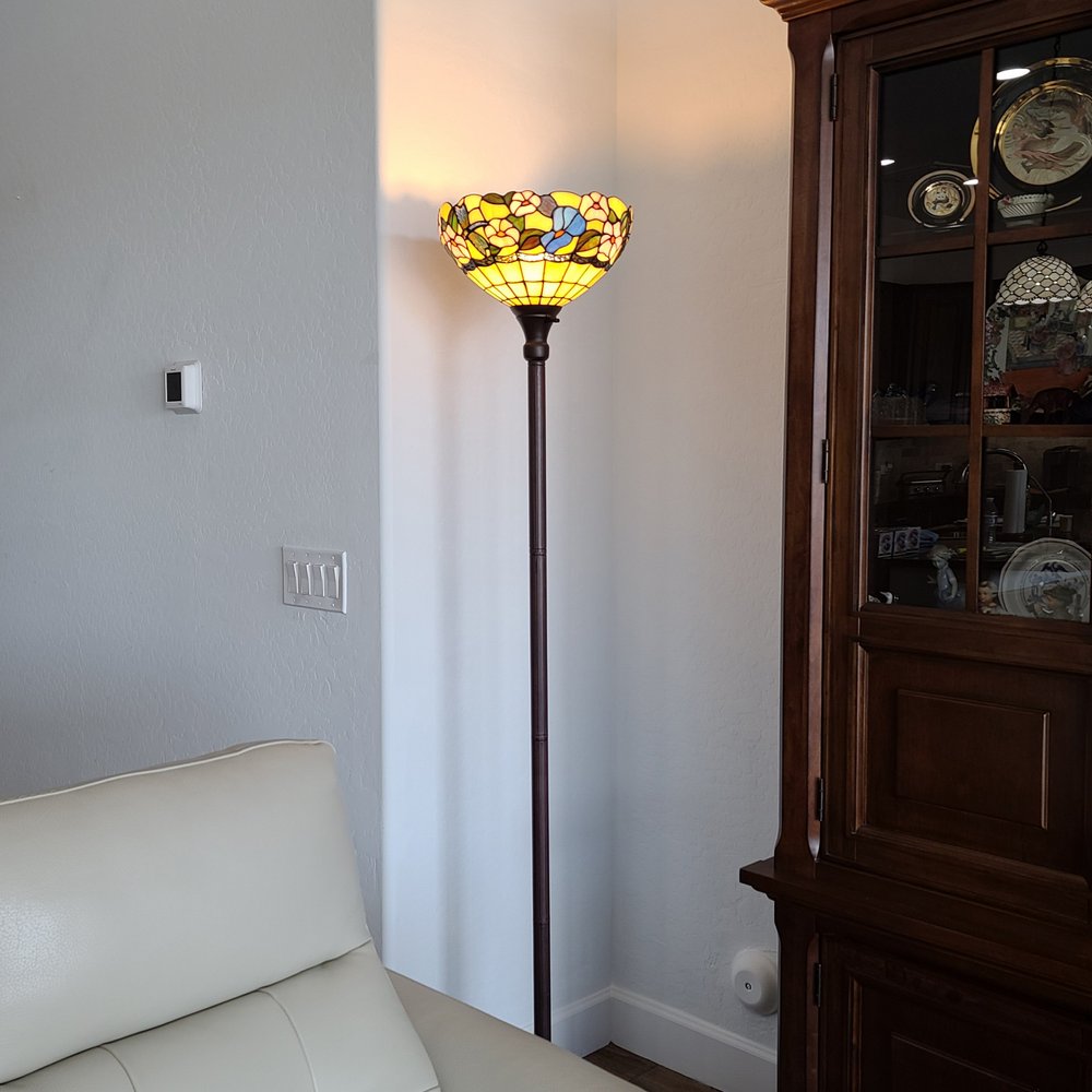 70" Green And Black Floor Lamp With Green Glass Bowl Shade HomeRoots