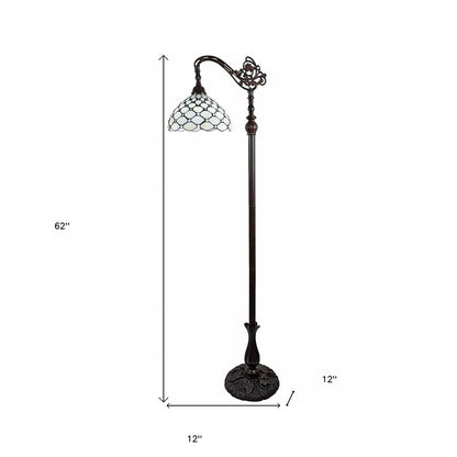 62" Brown And White Metal Floor Lamp With White Glass Bowl Shade HomeRoots