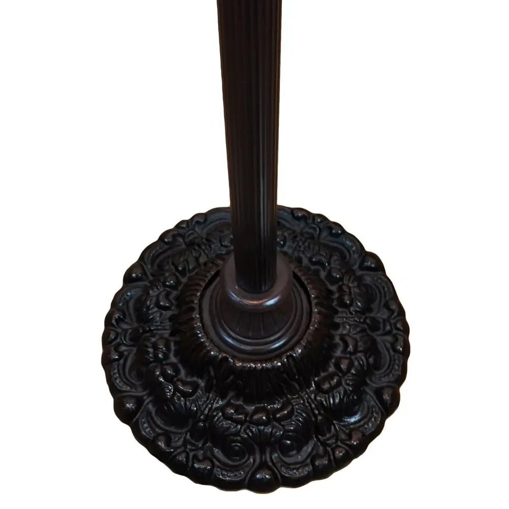 69" Black And Red Torchiere Floor Lamp With Red Dragonfly Glass Dome Shade HomeRoots